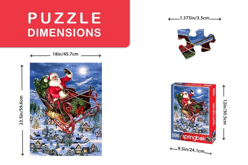 Springbok Delivering Christmas 500 Piece Jigsaw Puzzle - This Classic Scene of Santa in his Sleigh Will get You in The Holiday Spirit - Image 3